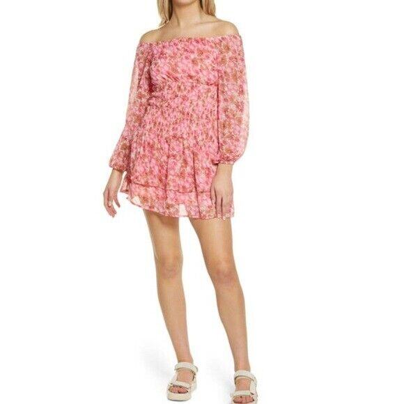 Vero Moda NWT Dicte Smocked Floral Mini Dress Size L - Picture 1 of 6